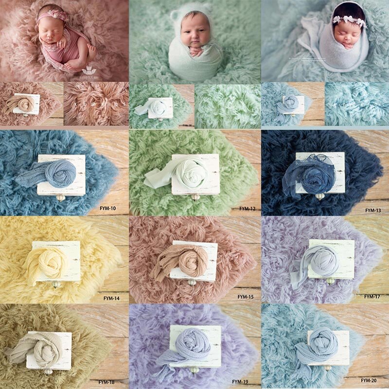 Selimut wol Yunani tebal bayi, aksesoris foto latar belakang Studio bayi selimut wol Yunani keriting 90CM X 150CM