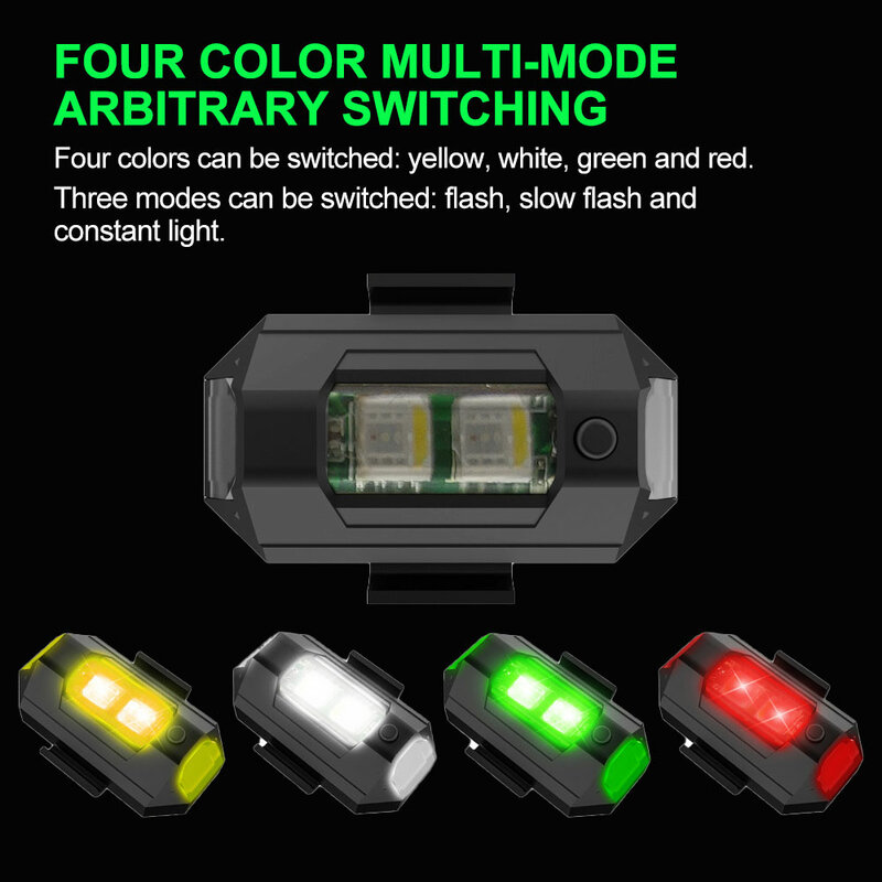 Lampu Sorot Drone Mini Anti tabrakan, lampu peringatan RGB Anti tabrakan LED, lampu sorot, Drone Mini, 7 warna, indikator sinyal belok, lampu keselamatan sepeda motor