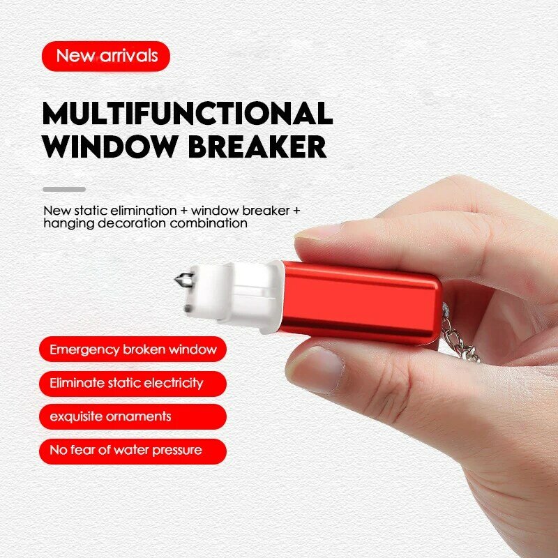 Car Emergency Safety Escape Hammer Glass Window Breaker Eliminate Static Electricity Keychain Accessories Pendant