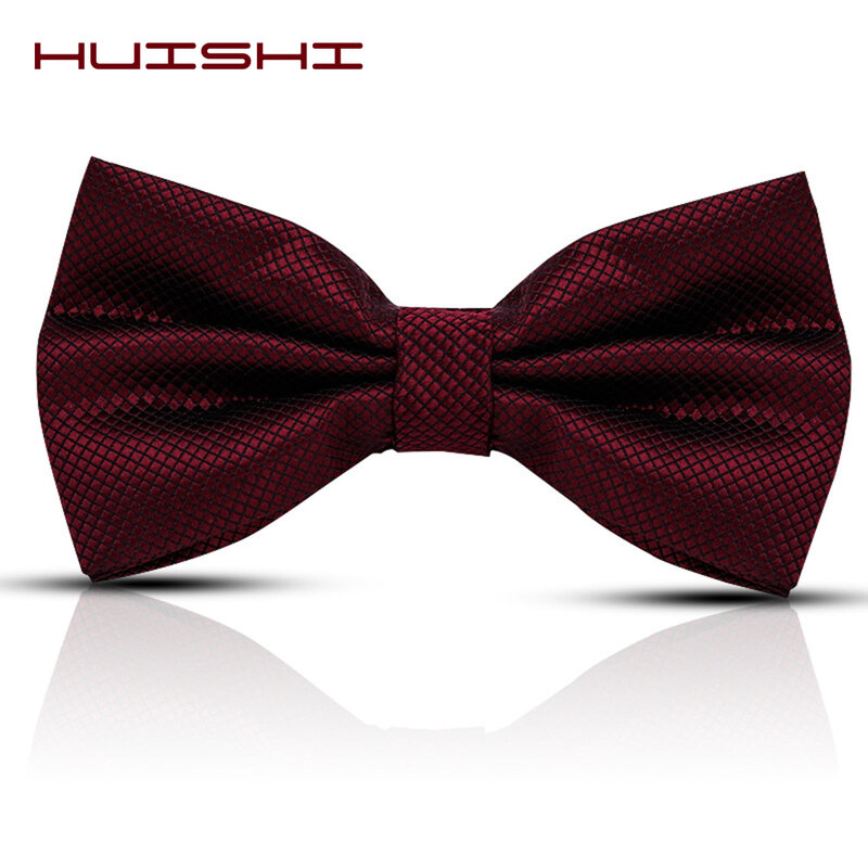 Huishi laço masculino gravata sólida verificar moda bowties banquete casamento preto ouro vermelho verde rosa azul branco clássico laço laços para homem