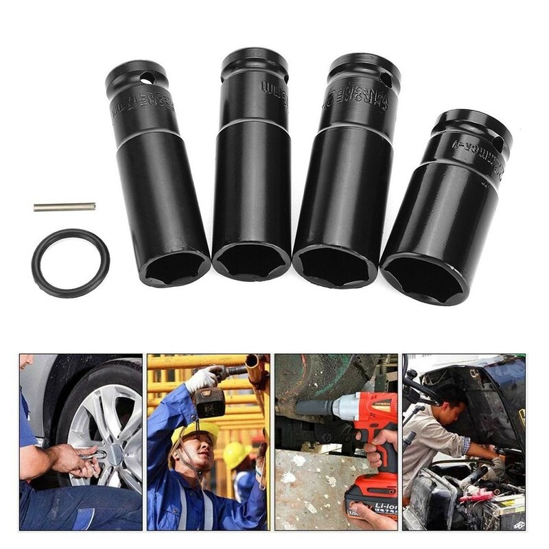 4PCS 17/19/21/22mm Electric Impact-Wrench Hex Socket Head Kits Fit For AC Electric Wrench Durable Socket Wrench Set Tools