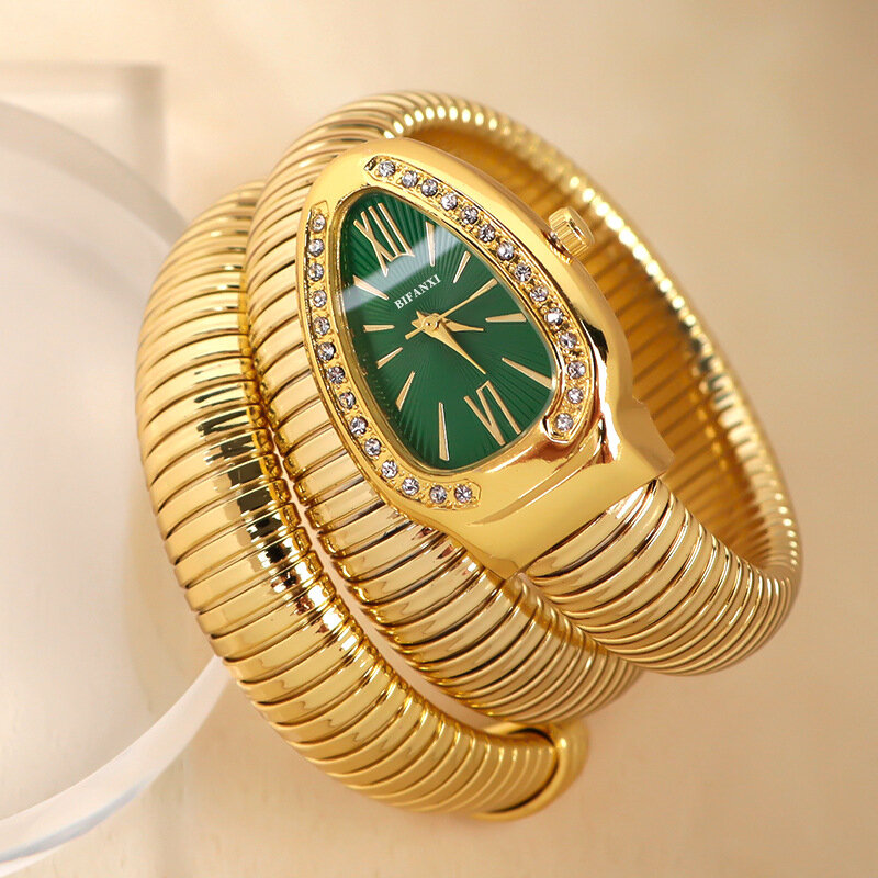 Women's Snake Shaped Bracelet Watch, Personalizar, Criatividade, Quartzo, Relógio, Fashion Luxo