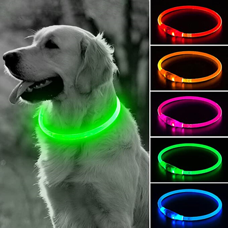 犬と猫のためのLEDライト付きカラー,3つの照明モード,光沢のある防止,ペットの首輪,犬のアクセサリー