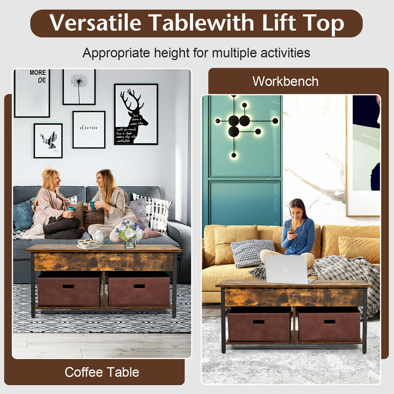 Costway Lift Top Kaffee Tisch Multifunktionale Pop-up Zentralen Tisch mit Hebe Tabletop