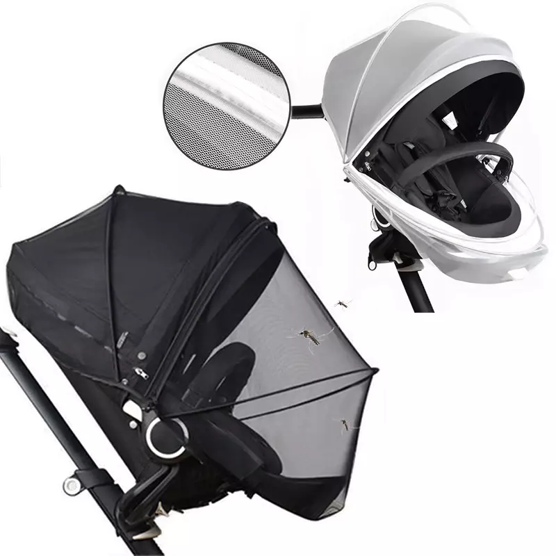 Детская сетчатая коляска, сетчатый чехол на молнии, с москитной сеткой, аксессуары для защиты от летних прогулок