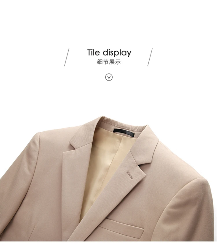 Men's Boutique Business Slim Solid Color Suit Set   Male Slim Fit Double Split Dress Blazers Jacket Pants Vest