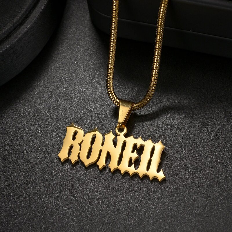 Customized Name 5cm Pendant Necklaces for Men Women Stainless Steel Personalized Big Letter Thick Cuban Twist Chain Jewelry Gift