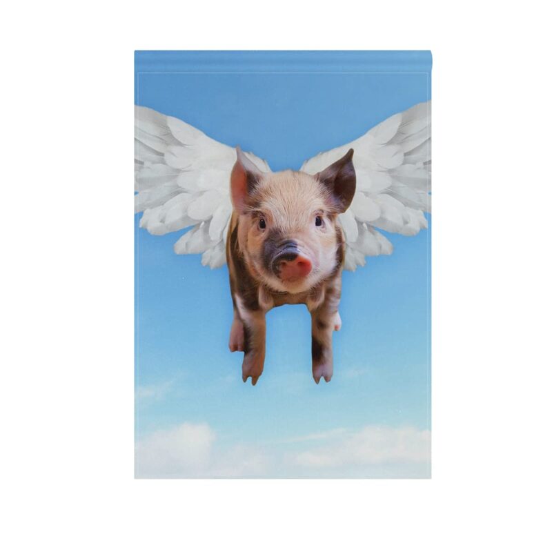 Вертикальный двухсторонний винтажный Садовый флаг свиньи с черными и белыми чернилами, летающая Свинья с крыльями в небо, флаги для дома, уличный декор, газон