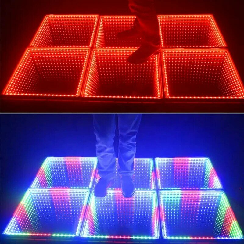 Espelho colorido 3D casamento luz sem fio LED Dance Floor para palco Bar DJ Disco
