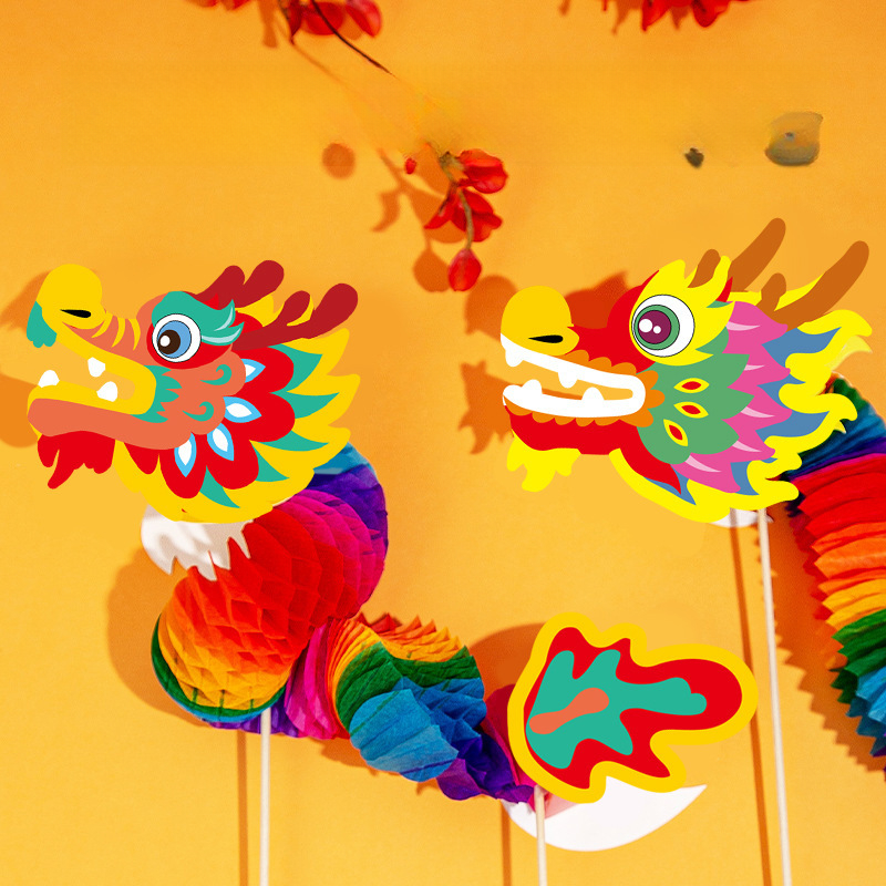3D бумажный материал для рукоделия, дракон, китайский Год Дракона, сделай сам, игрушка ручной работы, Новогоднее украшение, подвесные украшения, подарок для детей, семейные игры