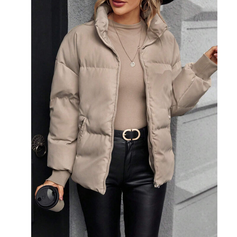 Women's Loose Cotton Coat Slim and Warm Short Lazy Style Down Cotton Coats