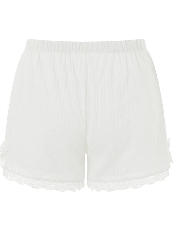 CHRONSTYLE-pantalones cortos de encaje para mujer, Shorts elásticos de cintura alta con lazo, holgados e informales, ropa de calle 2024
