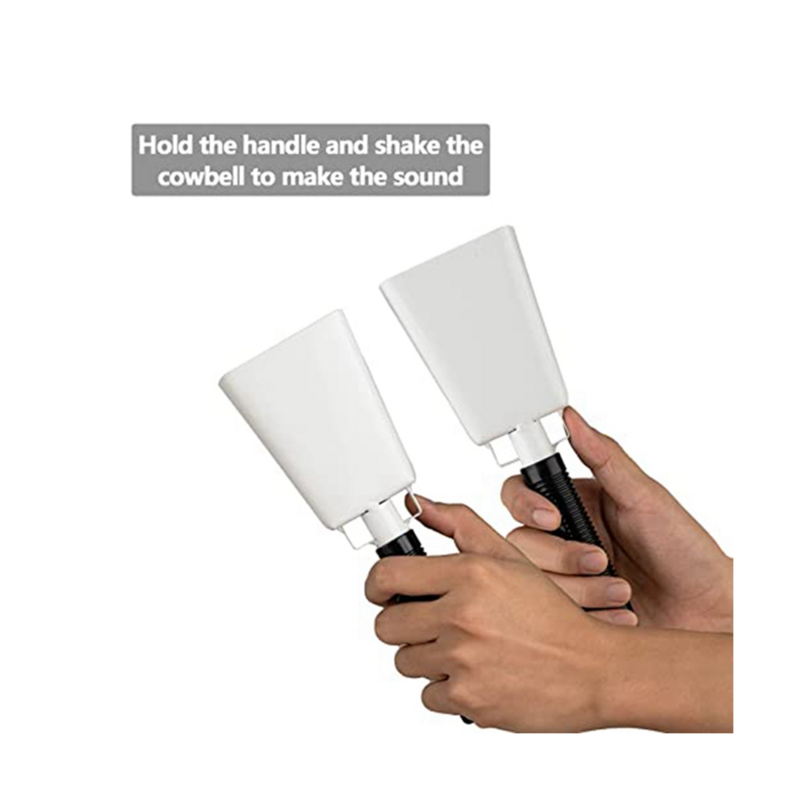 2Pcs, Steel Cowbell 8 Inches with Handle for Sports Activities, Soccer Games, Parties, Farms ( White)