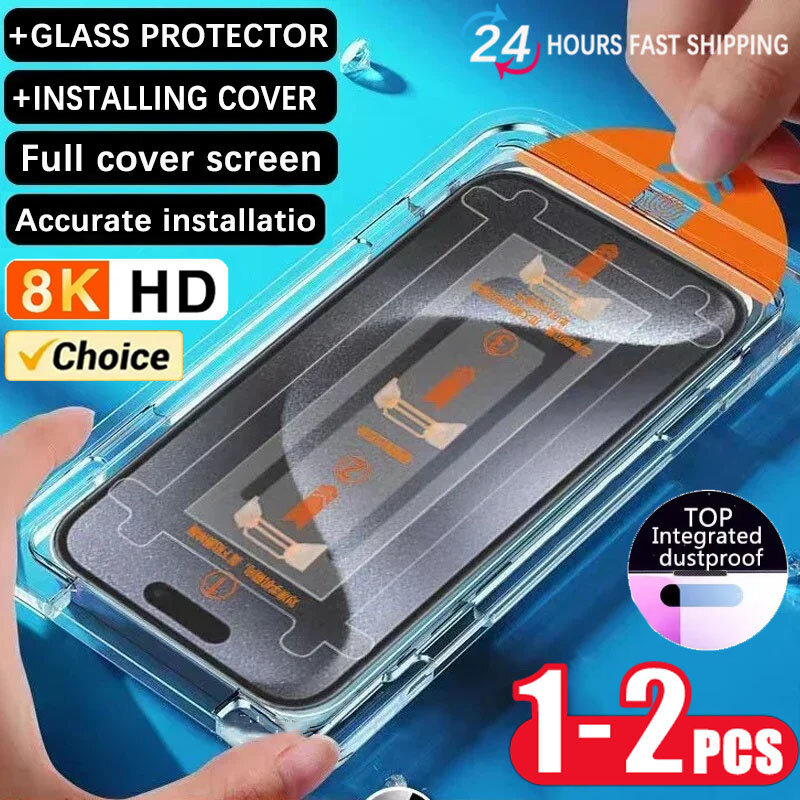 1-2pcs 8K rivestimento oleorepellente pellicola salvaschermo per installazione senza polvere per iPhone 13 11 12 14 Pro Max Mini X XR 15 vetro Anti spia
