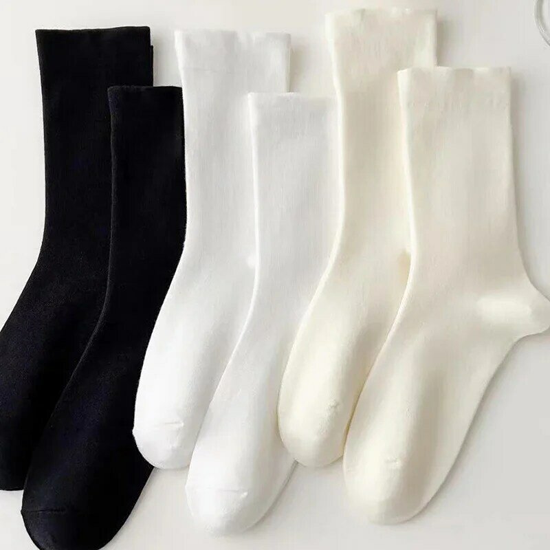Calcetines sueltos de algodón para mujer, medias finas de punto, de tubo alto, informales, suaves, para primavera e invierno, 1, 3 o 5 pares