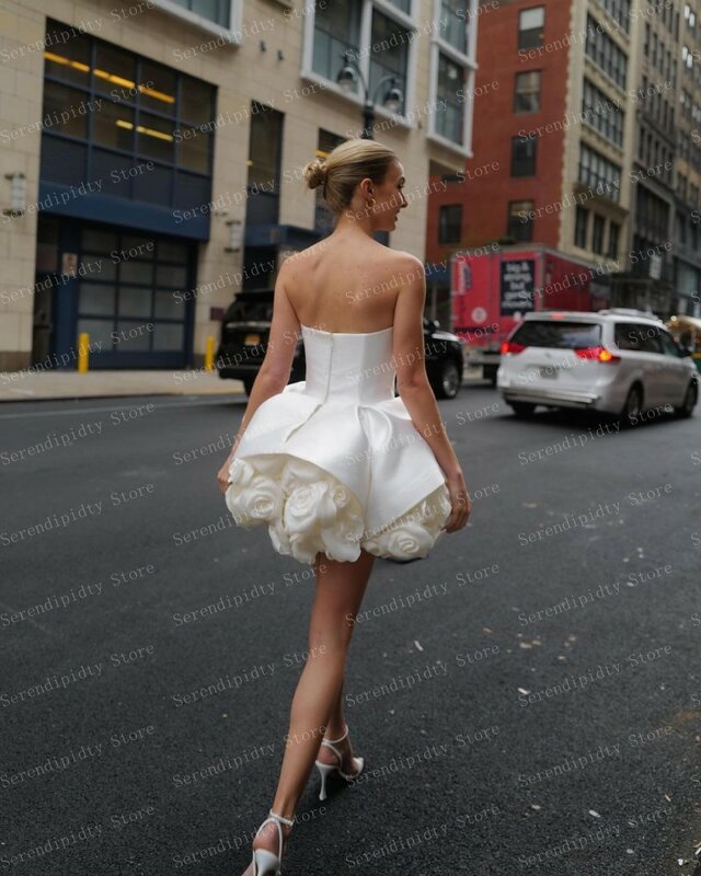 Женское Атласное Бальное Платье Ever Pretty, элегантное белое платье без бретелек, с пышными цветами, на заказ, для выпускного вечера, 2019