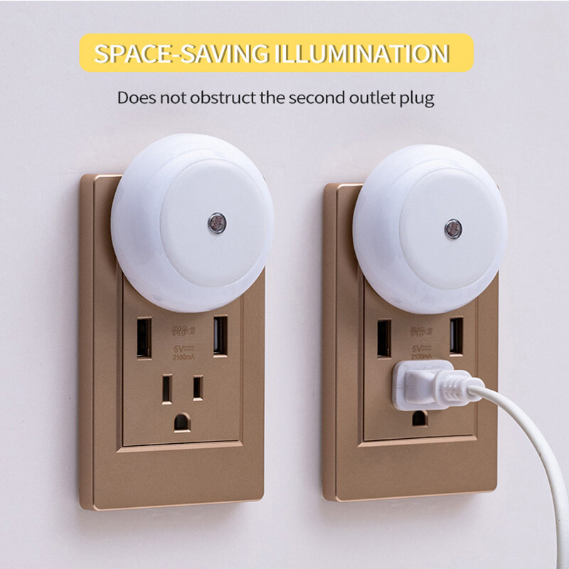 EU-Stecker führte runde weiße Nachtlicht Dämmerung bis zum Morgengrauen Sensor Smart Wand leuchte für Badezimmer Schlafzimmer Küche Korridor Energie spar lampe