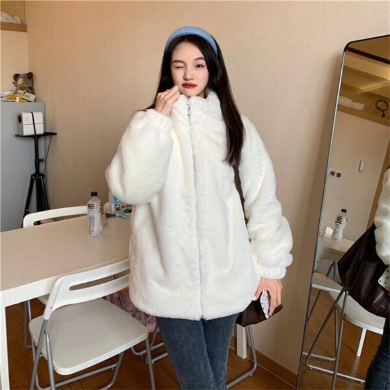 Women Parkas Winter Plus Velvet Fashion Lambswool Thermal Outerwear Ins Sweet Keep Warm Baggy High Street Students Daily Newest