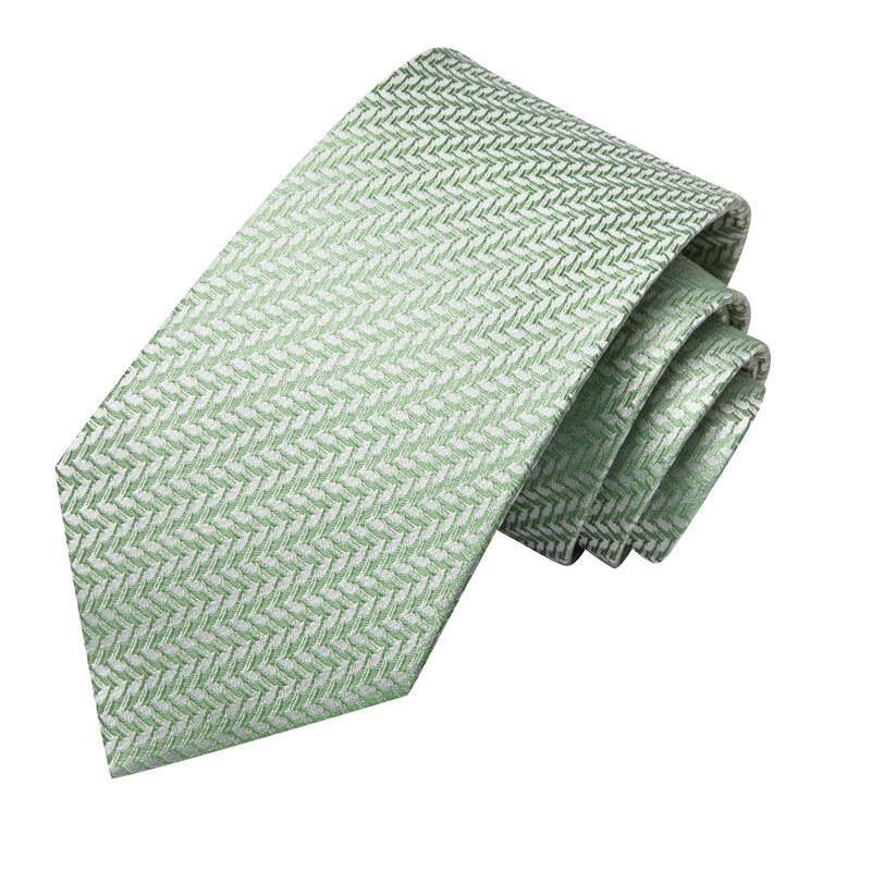 Hi-Tie Sage Green Striped Elegant Men Tie Jacquard Necktie Accessory Daily Wear Cravat Wedding Business Party Hanky Cufflink