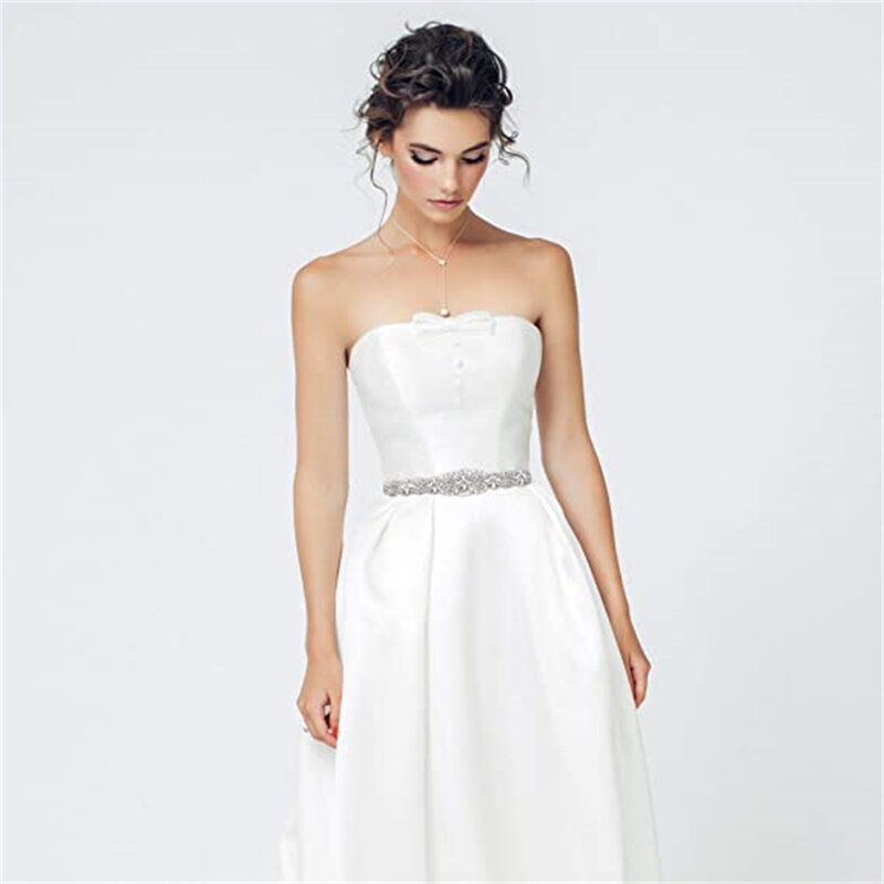 Bridal-女性用ベルト,ウェディングドレス用ベルト,クリスタルとラインストーン付きベルト,ベルト付きリボン,パーティードレス