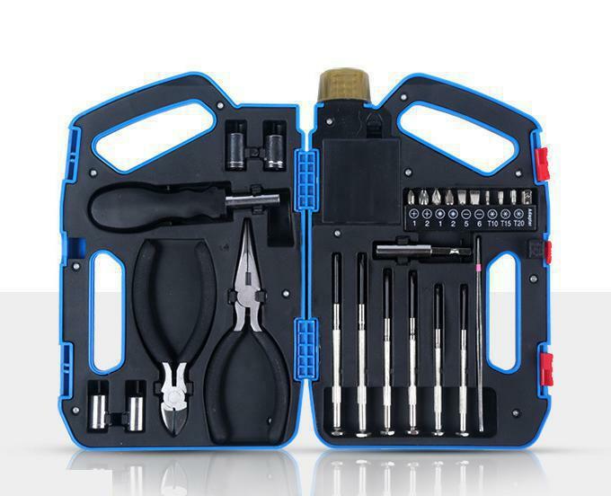 25PC home toolbox set with screwdriver, cross screwdriver head, multifunctional hardware toolbox with light and lighting