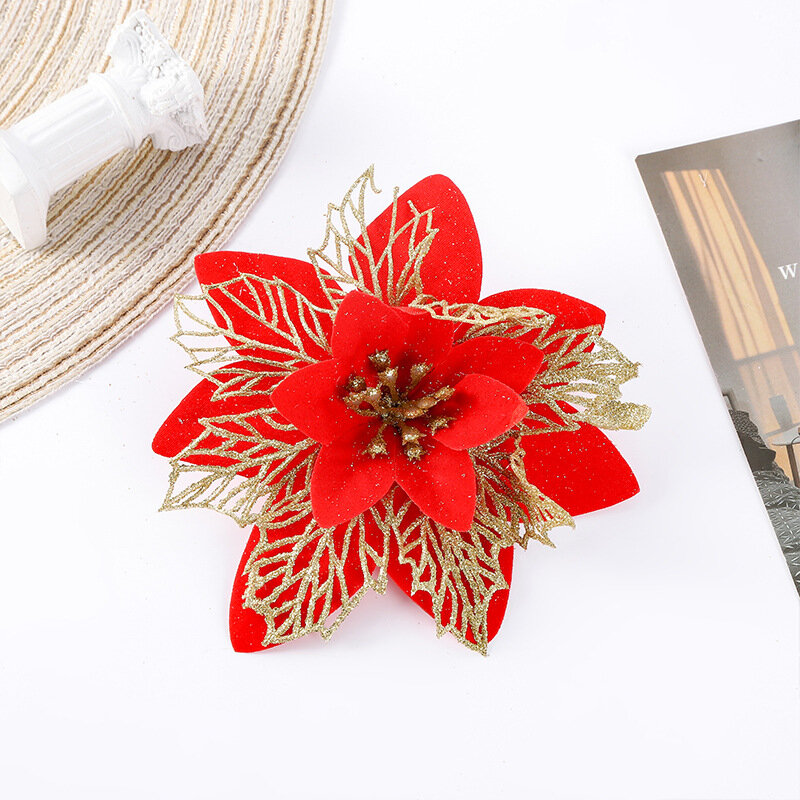 عيد الميلاد بريق زهرة الزهور الاصطناعية أكاليل ، شجرة عيد الميلاد الحلي ، حفل زفاف ، زينة السنة الجديدة