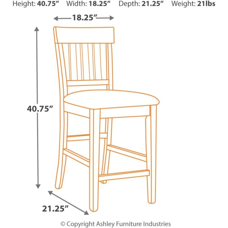Традиционный барный стул Ralene, 26 дюймов, рабочая высота, 2 предмета, коричневый
