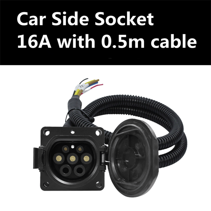 Pengisi Daya EV Konektor GB/T Soket Masuk Listrik Kendaraan Aksesori Mobil Konektor Pengisi Daya EV AC 220V 16A 32A dengan Kabel 0.5M