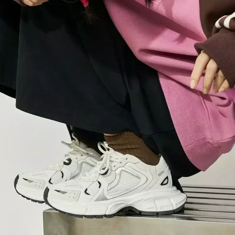 JOZHAMTA-zapatillas de deporte de malla de cuero para mujer, zapatos de tacón alto con cordones, informales, con plataforma, a la moda, talla 35-40, 2023
