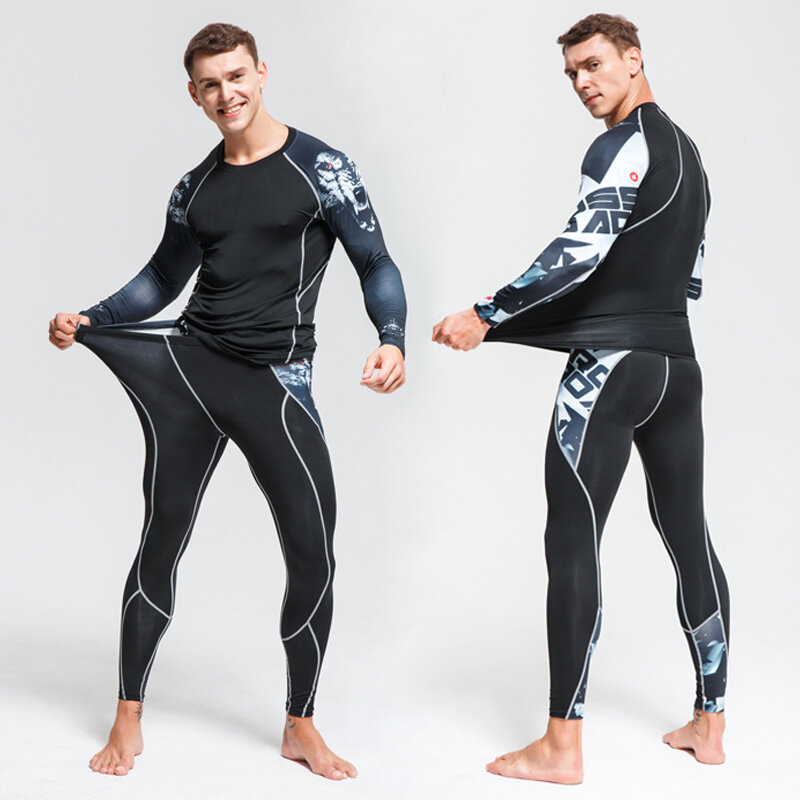 New Men's Thermal Underwear Sets Compression Sport Suit Sweat Quick Drying Thermo Underwear Men Clothing Long Johns Sets