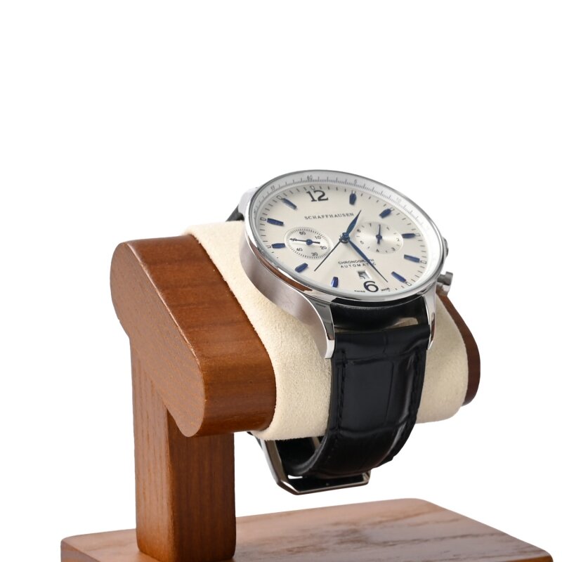 ผู้ถือนาฬิกาไม้ oirlv เครื่องประดับรูปตัวทียืนแสดงสีดำ solidwood สร้อยข้อมือต่างหูออแกไนเซอร์ไม้ T-Bar ยืนนาฬิกา