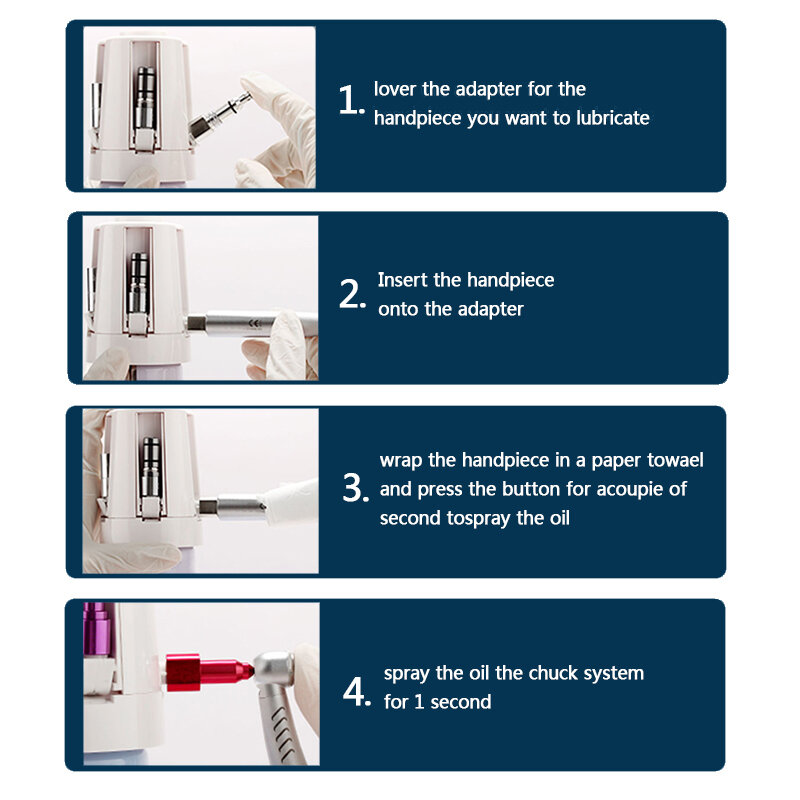 Lubrifiant dentaire à huile de nettoyage de pièces à main, avec connecteur de 6 styles, outils de Maintenance portables