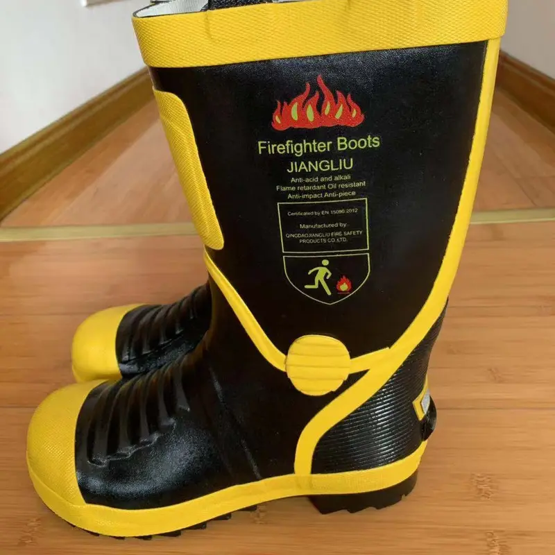 Eu-Certificering Hoge Cilinder Noodhulp Laarzen Brandweerman Gevechtslaarzen Brandbeveiliging Laarzen Rubber Anti Slip Vuurlaarzen