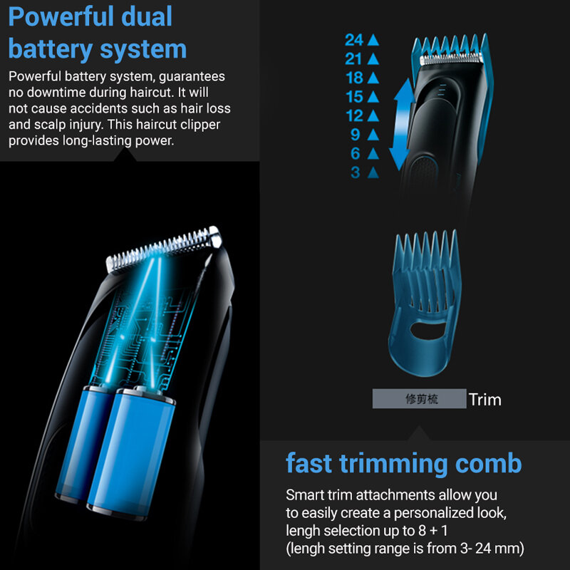Braun – tondeuse à cheveux électrique HC5010, rasoir domestique, étanche, avec peigne de guidage, 3-24mm, noir, pour enfants et adultes