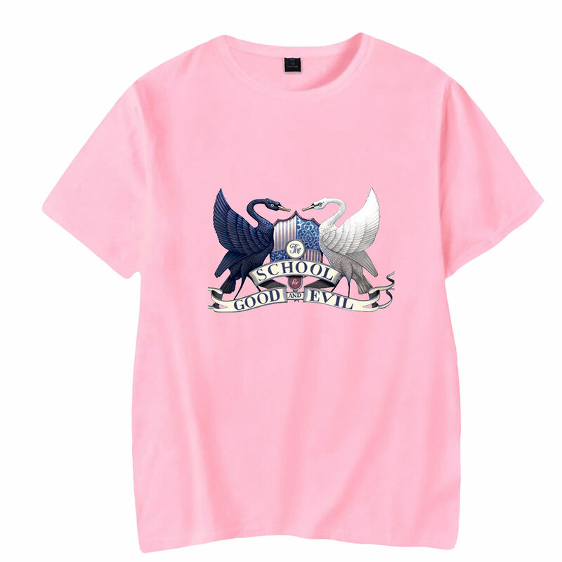 크루넥 반팔 티셔츠 남녀공용, 하라주쿠 스트리트웨어, 패션 의류, 선과 악 영화 학교