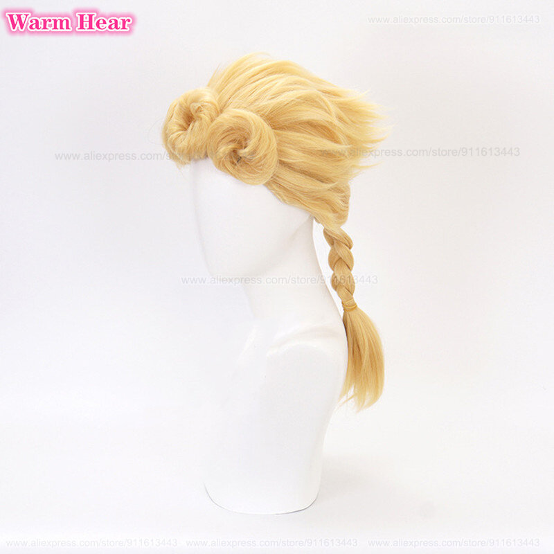 Giorno Flisa Wig Cosplay Anime Wig Cosplay panjang emas Wig Anime Wig sintetik tahan panas + topi Wig
