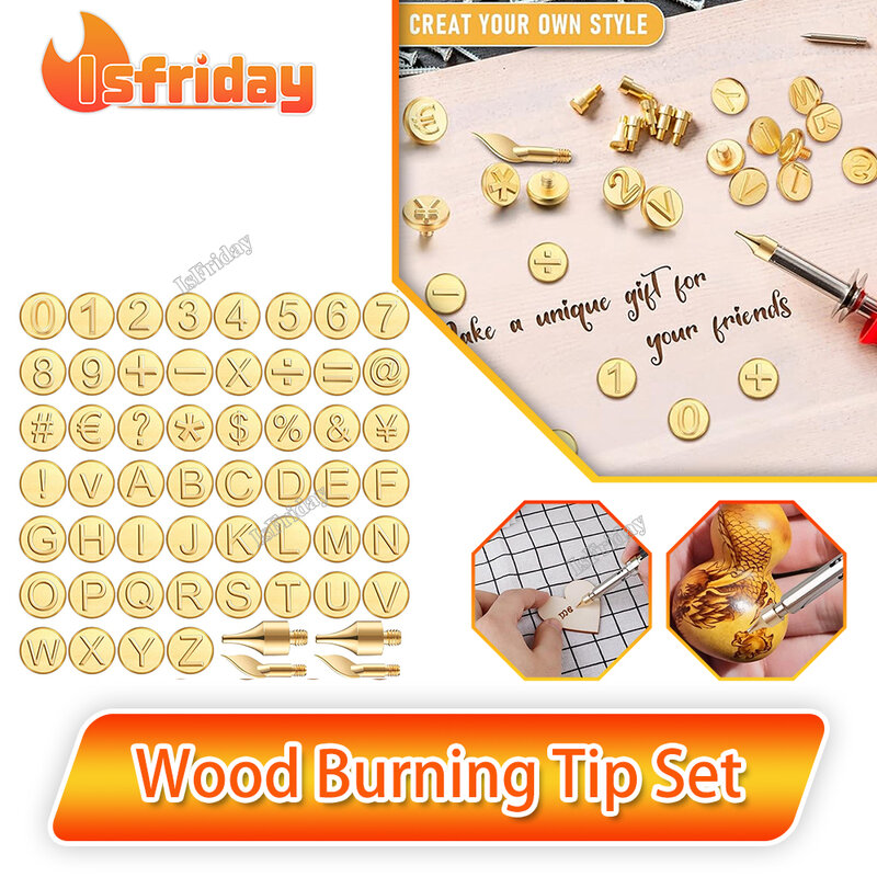 28/56 pezzi di legno in pelle Burning Set punta lettera punta a legna compreso il numero di alfabeto per artigianato in legno scultura in rilievo fai da te