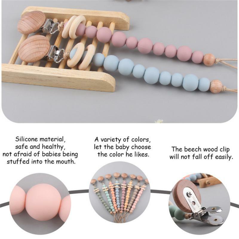 NEW Baby Pacifier Clips Soft Silicone Teething Chain Baby Toy Dummy Clip Holder Soother Chain Baby Teething Toys Chew Gifts
