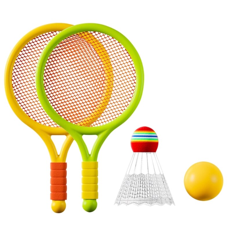 Raquetas de tenis para niños, pelotas de entrenamiento suaves, raquetas de volante de bádminton, juguete deportivo interactivo familiar, suministros de juegos coloridos, nuevo