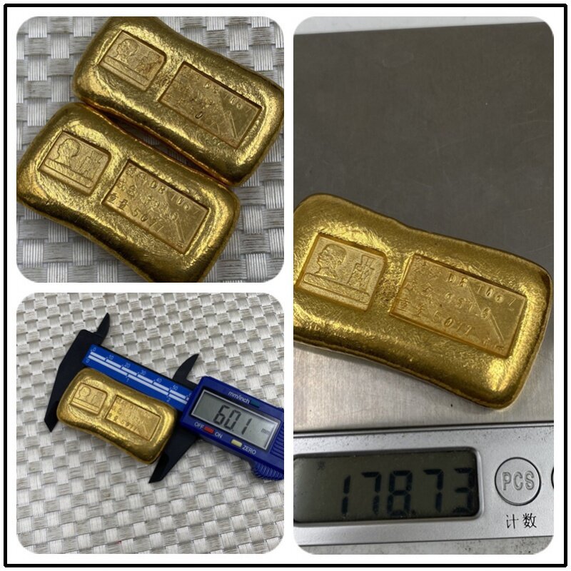 Lingot d'or en cuivre pur plaqué or, lingot d'or antique, pantalon Sun Yat-Sen, pièce de monnaie solide, grand lingot d'or transparent