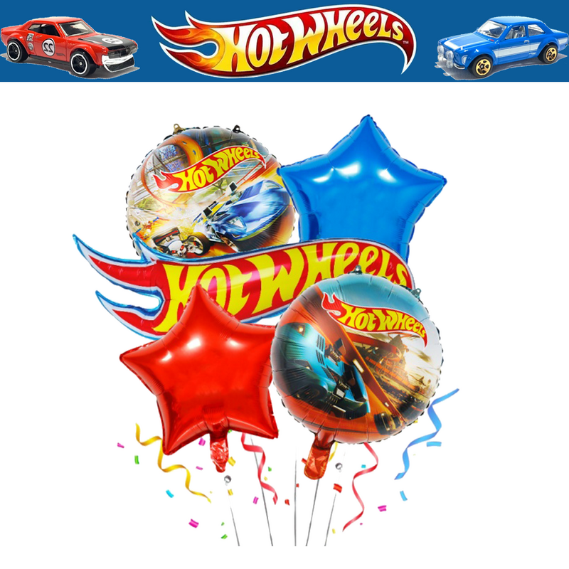 Hot Wheels Set balon nomor 1 anak-anak, perlengkapan pesta ulang tahun balap, Set balon lateks dekorasi pesta anak laki-laki