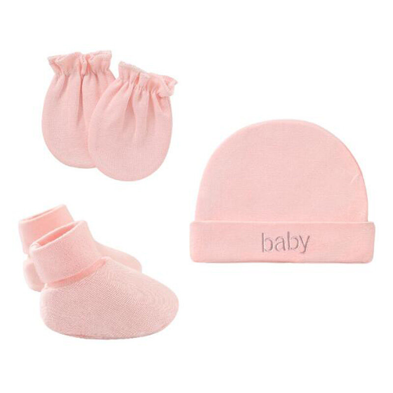 3Pcs New Newborn Baby Hat+Gloves+Socks Set