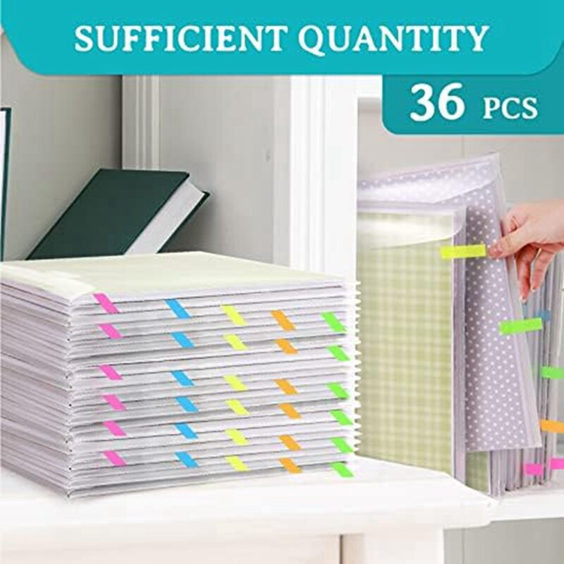 Organización de álbumes de recortes de 36 piezas con diseño de hebilla, con 100 pestañas de índice adhesivas Multicolor para sujetar papel de 12x12 pulgadas
