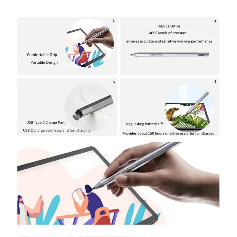 Original Lenovo Xiaoxin Precision Pen 2 Lingdong Nível de 4096 Pressão para Lenovo Tab P11/P11 Pro/ J606F/P11 Plus Tablet Stylus