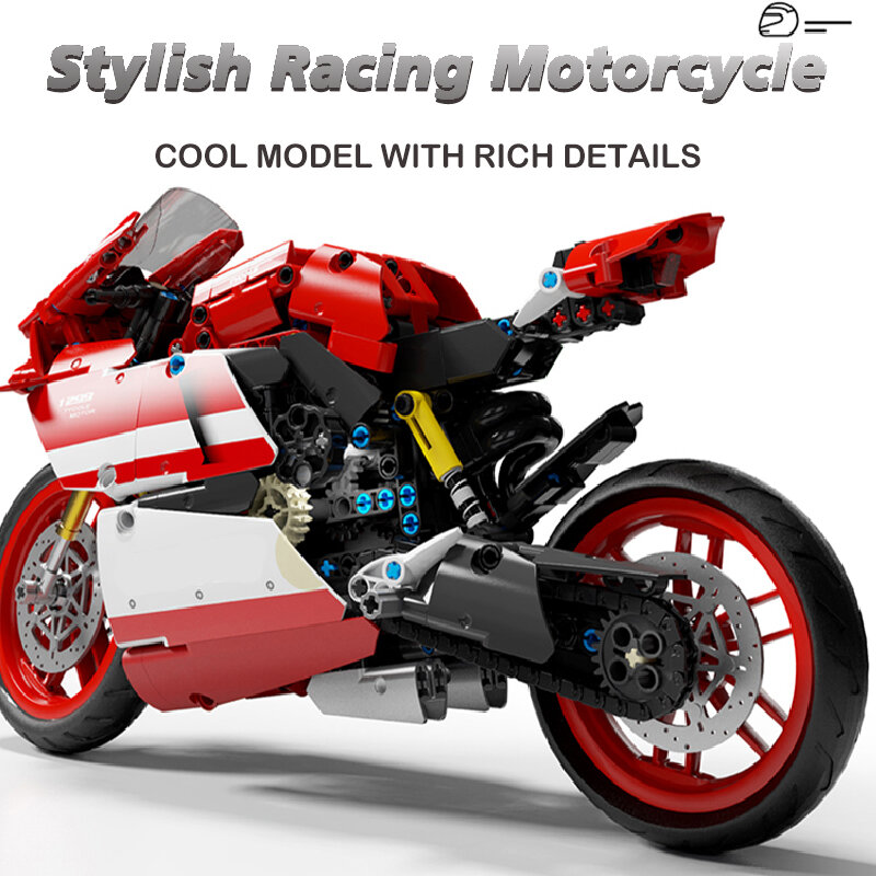 Technical Motorcycle Building Blocks, Racing Car Model, Motocicleta Tijolos, Brinquedos para Crianças, Presentes de Natal
