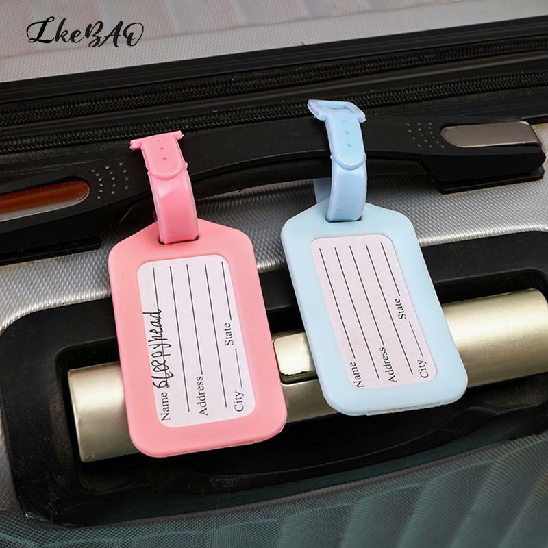 1 pçs bagagem tag bagagem bolsa id tag mala tag nome titular etiqueta com anel rachado baggagefor viajar
