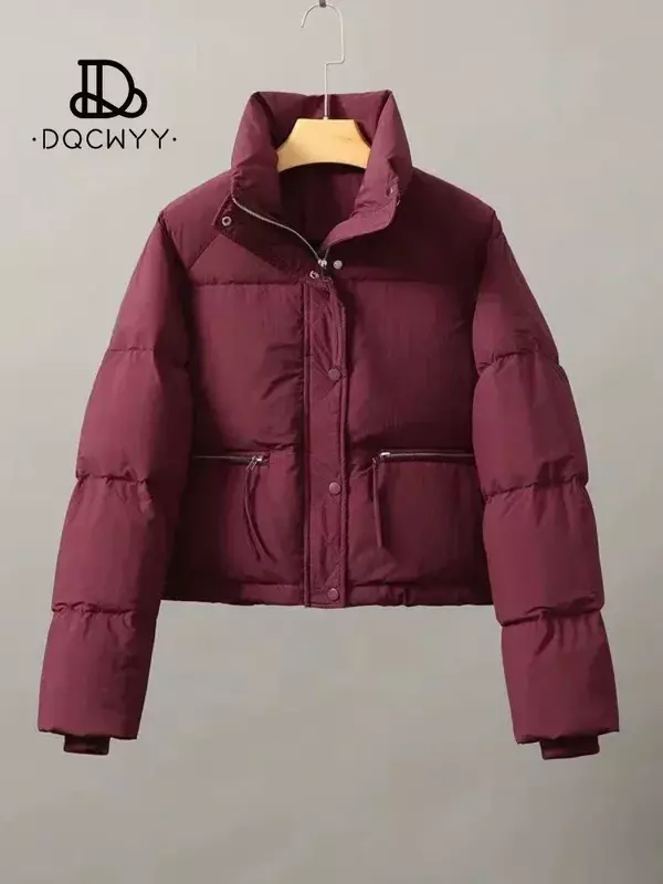 Jaqueta feminina acolchoada de algodão, casaco curto, jaqueta de pão grosso, tops de inverno, moda coreana, novo, 2023