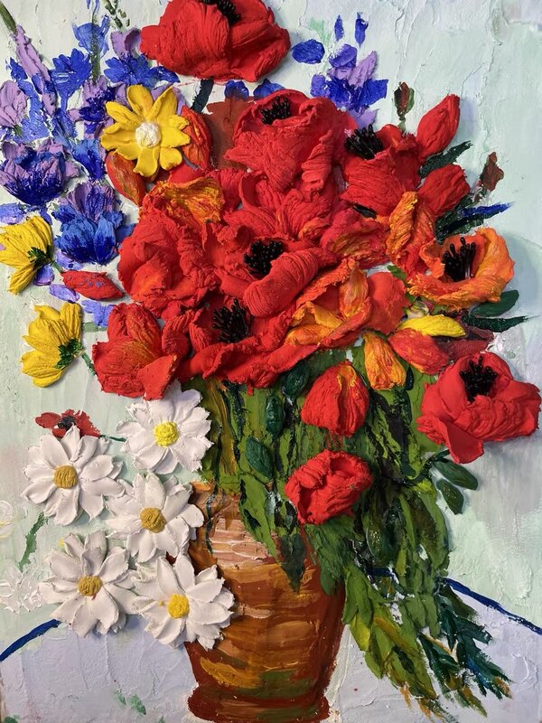 الأزهار النحت اللوحة الملمس لصق ، ألوان متعددة ، 230g/زجاجة