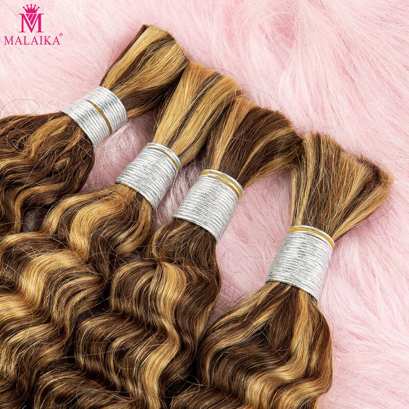 Extensiones de cabello humano rizado para trenzas bohemias, 28 en 4/27 colores, onda profunda, cabello humano para trenzar sin trama