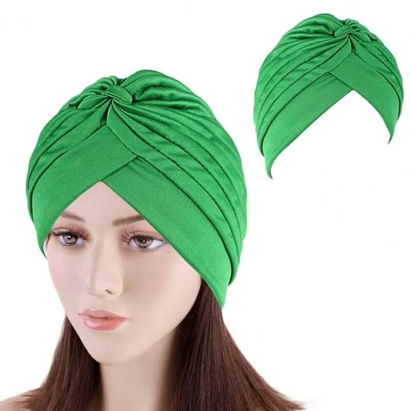 Unique Turban Hat  Windproof Solid Color Women Hat  Knotted Indian Cap Adult Head Wrap